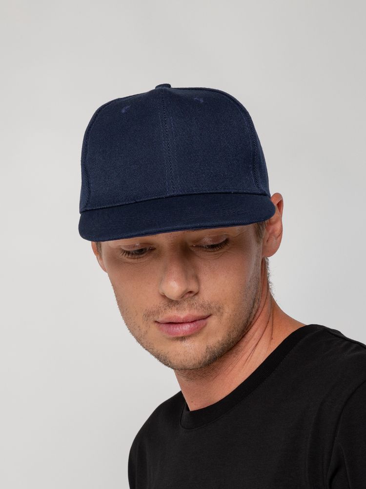 Бейсболка Snapback с прямым козырьком, темно-синяя — фото 7