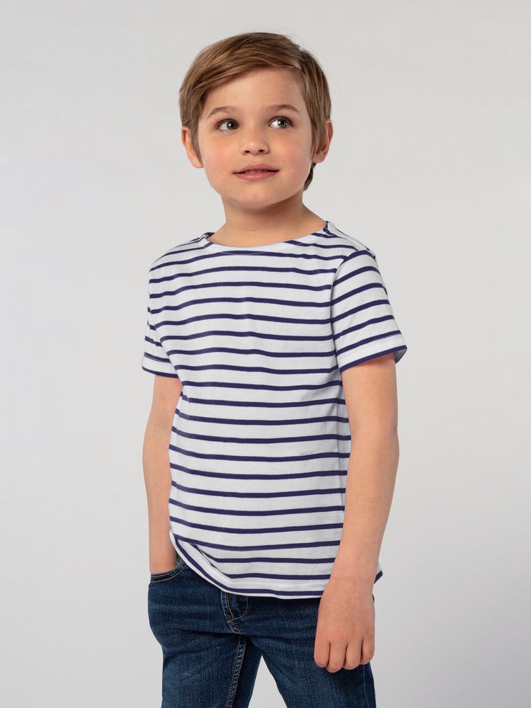 Футболка детская Miles Kids белая с темно-синим — фото 2