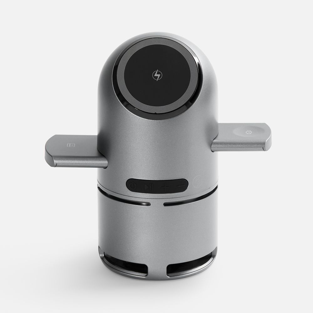 Bluetooth-колонка с беспроводной зарядкой Droid, серая — фото 6