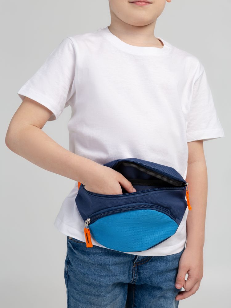 Поясная сумка детская Kiddo, синяя с голубым — фото 7