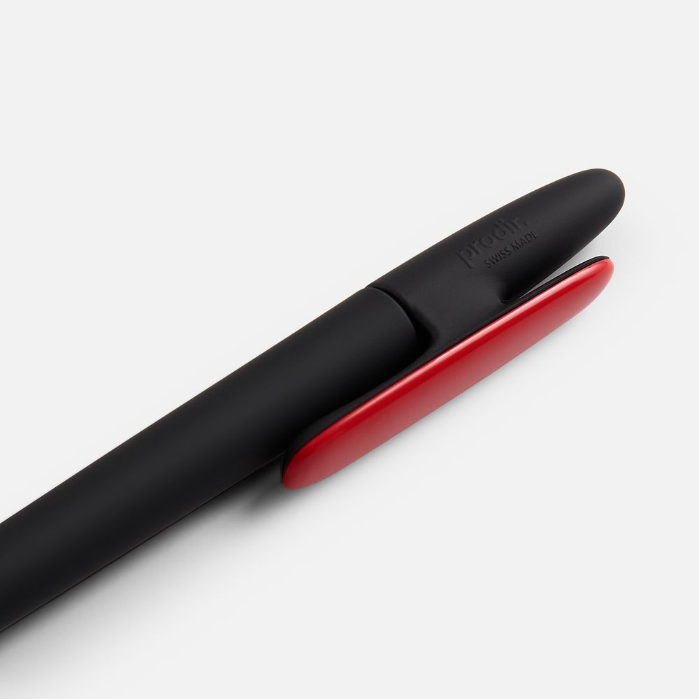 Ручка шариковая Prodir DS5 TRR-P Soft Touch, черная с красным — фото 4