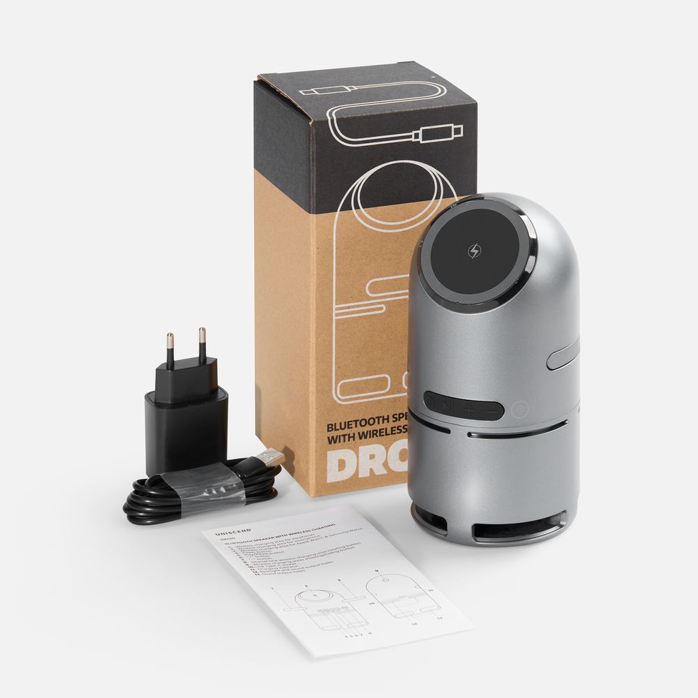 Bluetooth-колонка с беспроводной зарядкой Droid, серая — фото 5