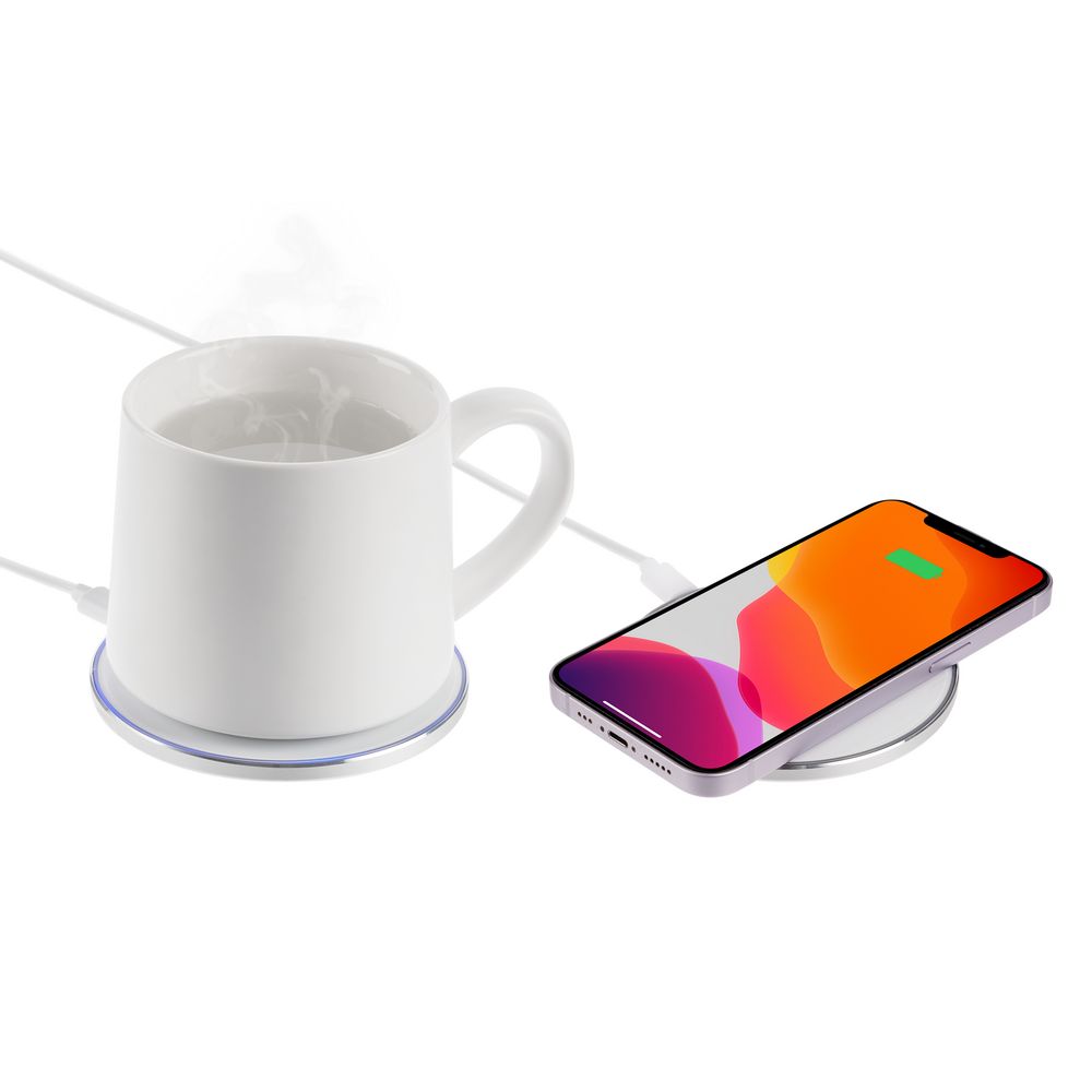 Кружка с подогревом и беспроводной зарядкой dualBase ver. 2.0 Matt, белая — фото 10