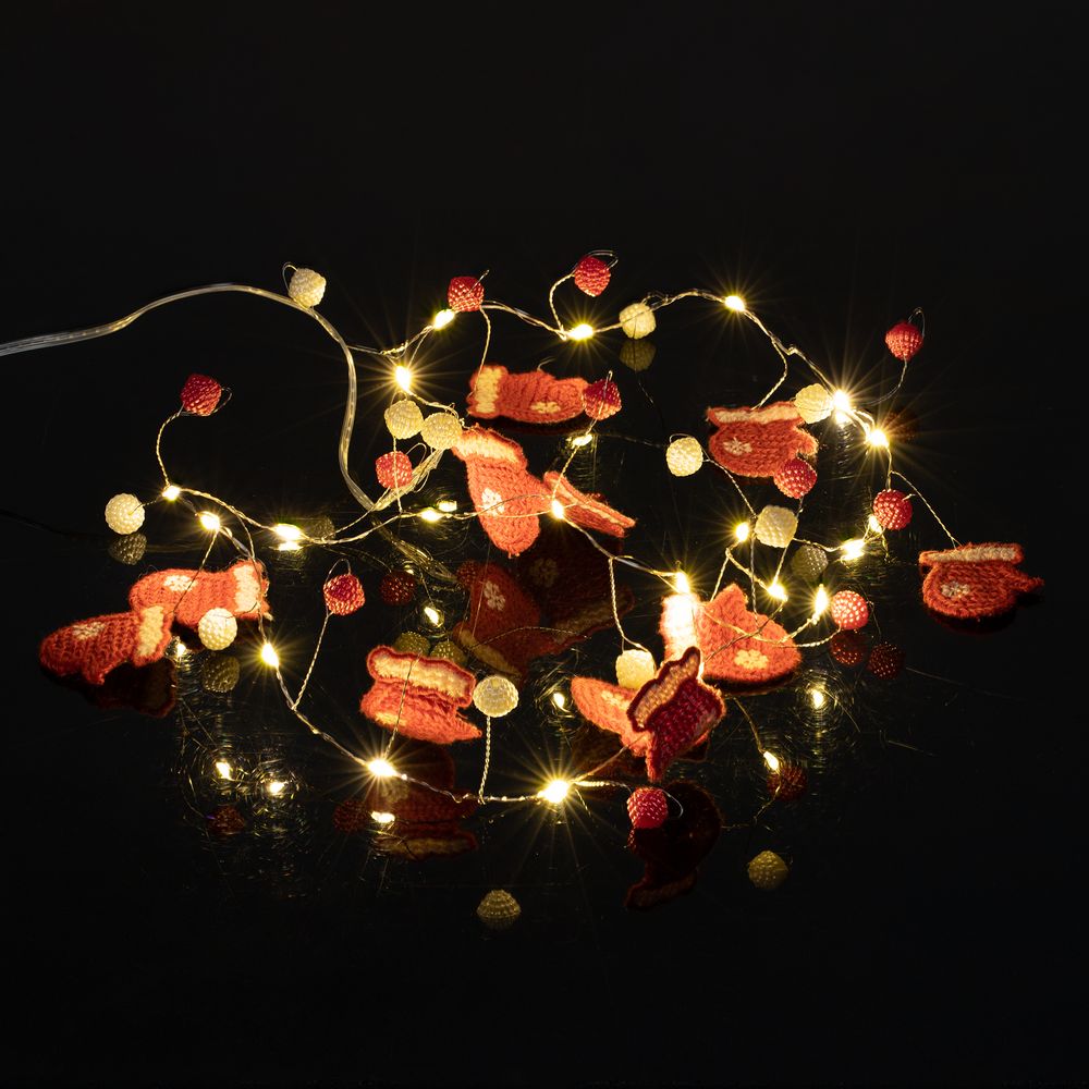 Гирлянда Merry Mittens, красная — фото 3