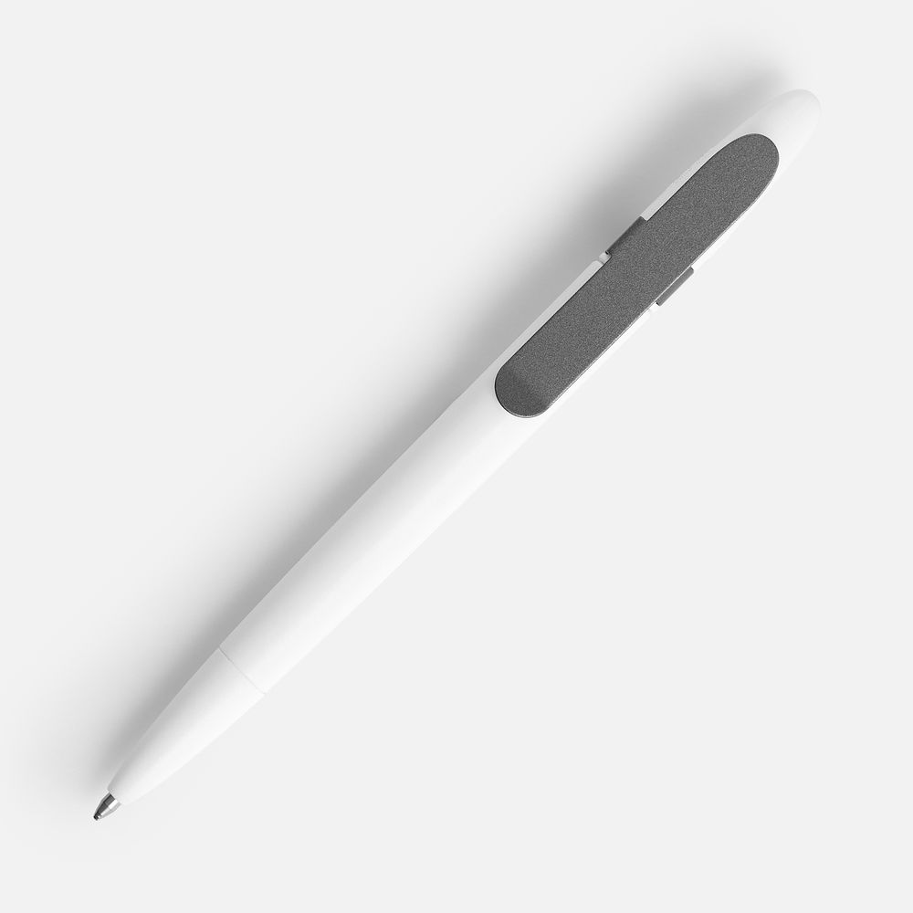 Ручка шариковая Prodir DS5 TSM Metal Clip, белая с серым — фото 4