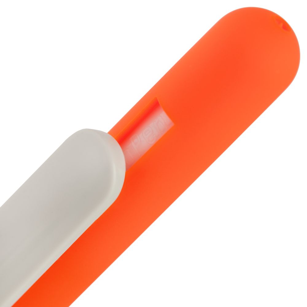 Ручка шариковая Swiper Soft Touch, неоново-оранжевая с белым — фото 2