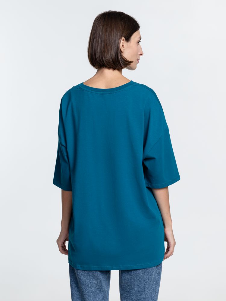 Футболка унисекс оверсайз Crosstown, бирюзовая (морская волна) — фото 10