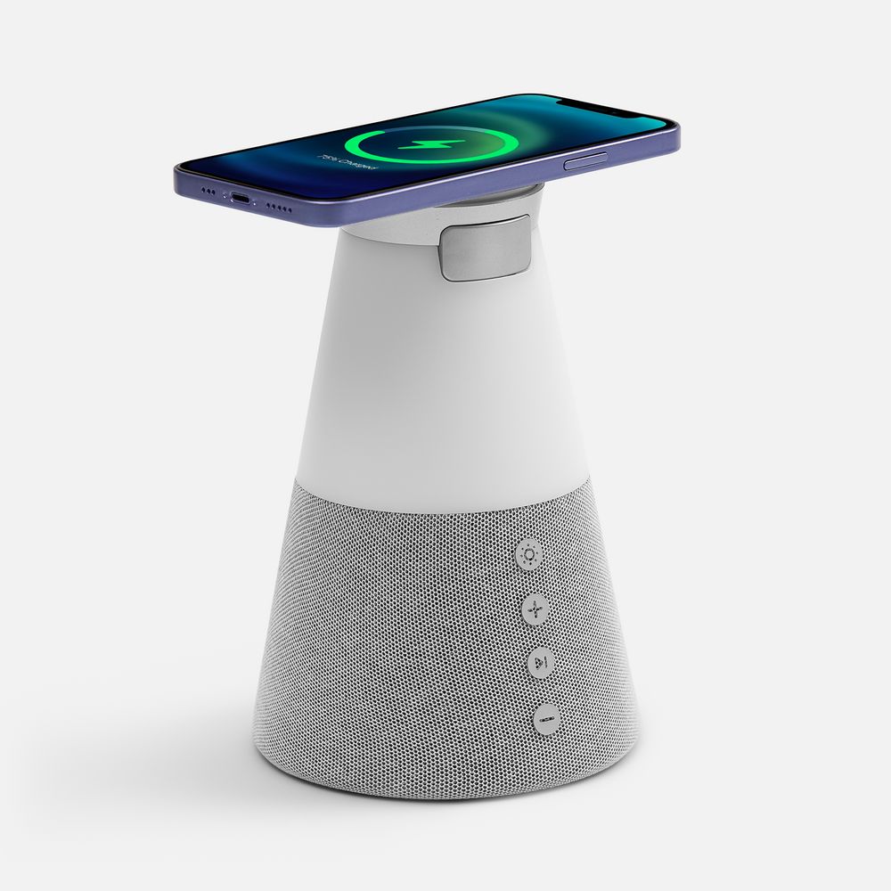 Bluetooth-колонка с беспроводной зарядкой и подсветкой Cone Sonance, серая — фото 7