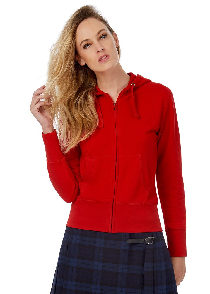 Толстовка женская Hooded Full Zip красная — фото 1