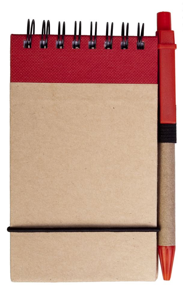 Блокнот на кольцах Eco Note с ручкой, красный — фото 5